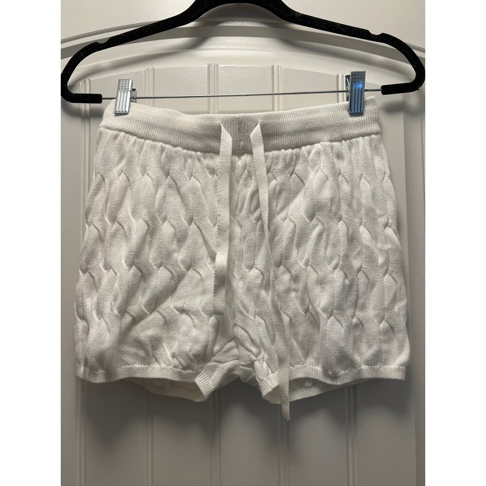 Minnie Rose Women’s Lightweight Cotton‎ Cable-Knit Pull On Shorts Size XS White